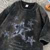 Five pointed star vintage printed short sleeved t-shirt