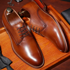 Men's formal business leather high-end genuine brown leather shoes