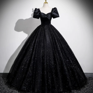 Black Adult Ceremony Puff Skirt Solo Performance Dress