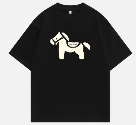 Black pony pattern summer short sleeved shirt